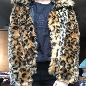 Faux Fur Cheetah Print Coat